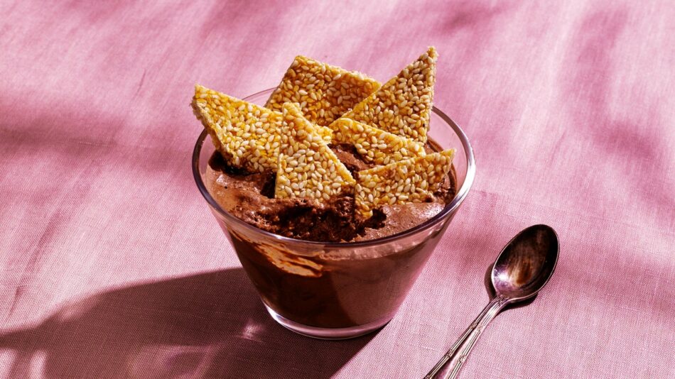 Vegan Chocolate Mousse With Sesame Brittle
