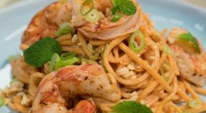 Thai Peanut Sweet Potato Noodles with Shrimp | Recipe | Sweet potato noodles, Food network recipes, Sweet potato