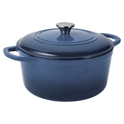 Gibson Our Table 6 Quart Enameled Cast Iron Dutch Oven With Lid In Denim