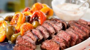 Dry Rubbed Hanger Steak with Smoky Aioli and Charred Peppers | Recipe | Stuffed peppers, Hanger steak, Food network recipes