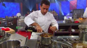 Iron Chef Geoffrey Zakarian faces off against Challenger Michael Ferraro. — Chef Michael Ferraro