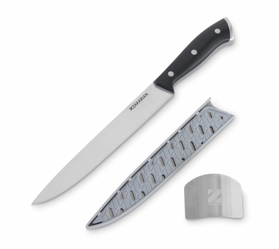 Zakarian by Dash 8″ Slicing Knife with Finger Guard – QVC.com