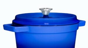 Bruntmor Duke Blue Enameled Cast Iron Dutch Oven with Handles, Lid, Non-Stick Coating and Steel Knob Cover, 6.5 Quart
