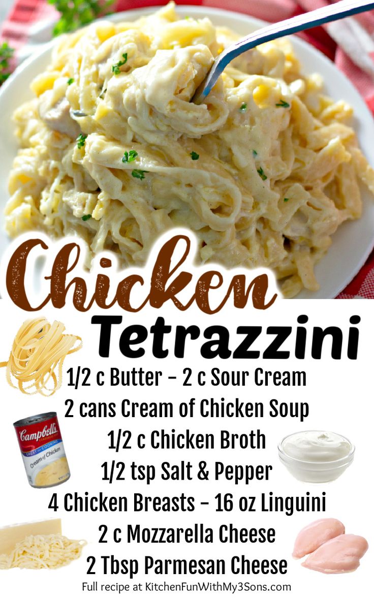 Easy Chicken Tetrazzini – only 8-ingredients – The Most Requested Pasta Dish. | Chicken dishes recipes, Recipes, Easy chicken tetrazzini