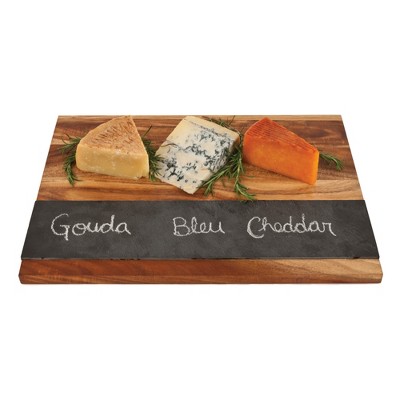Twine Rustic Farmhouse Wood with Slate Cheese Board, Chalk Set, Acacia Wood and Natural Slate Cutting Board … – Target