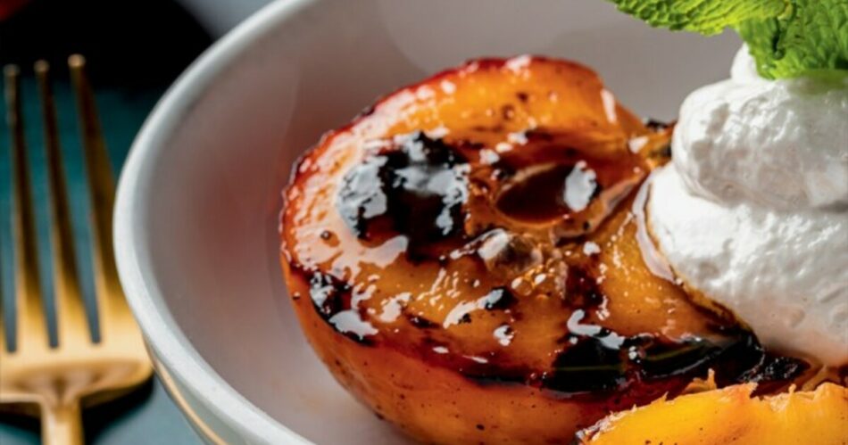 Smoked Peaches With Boozy Vegan Rum Whip – VegNews