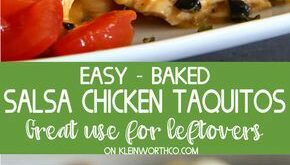 Baked Salsa Chicken Taquitos, quick and easy to throw together & a perfect use for leftovers. W… | Superbowl food appetizers, Mexican food recipes, Chicken taquitos