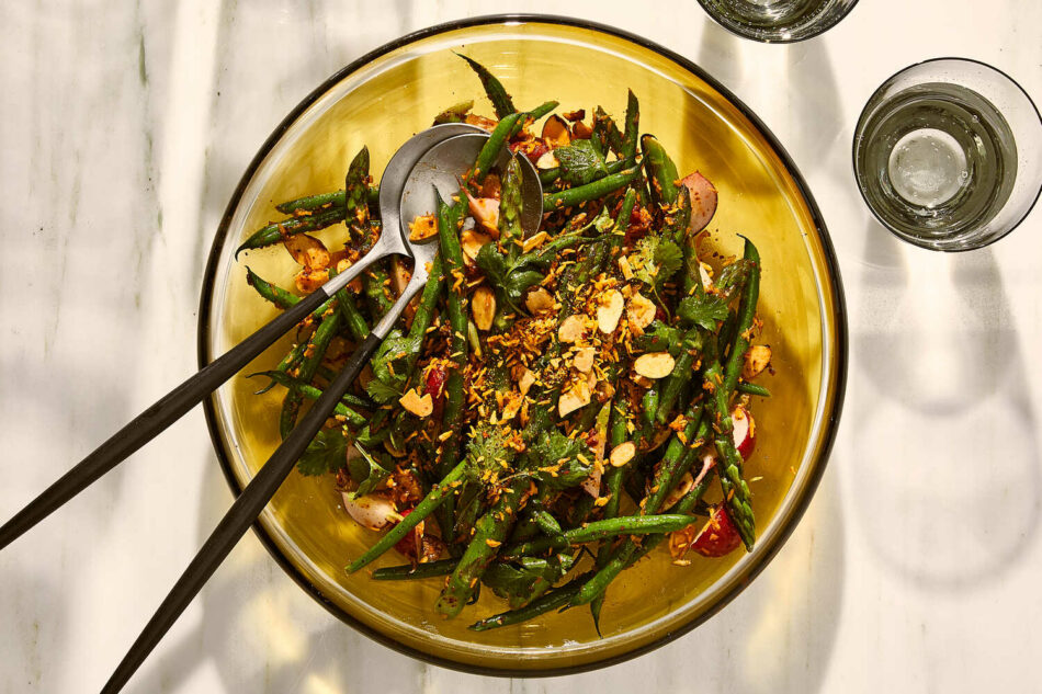 Crispy Coconut, Asparagus and Green Bean Salad Recipe
