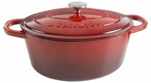 Crock-Pot Artisan Oval Enameled Cast Iron Dutch Oven, 7-Quart, Scarlet Red Scarlet Red 7-Quart Dutch Oven – Oval