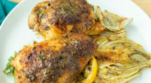 Roasted Greek Chicken Thighs with Charred Lemon