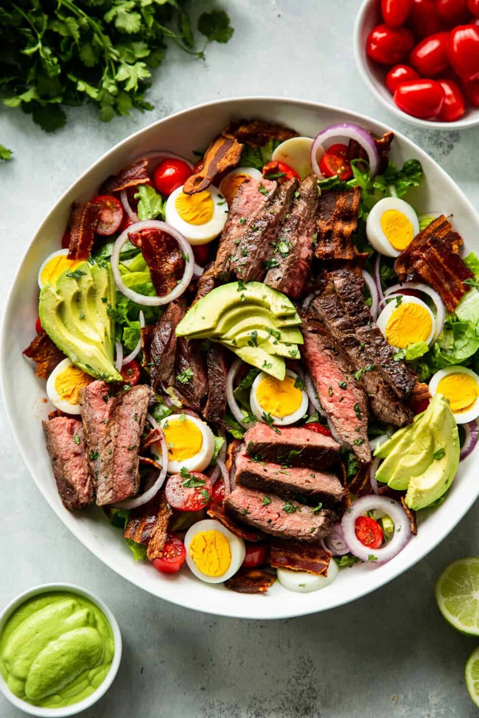 Steak Cobb Salad with Creamy Avocado Dressing {Whole30, Keto} –