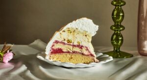 Baked Alaska With Pistachio Brittle and Raspberry Curd