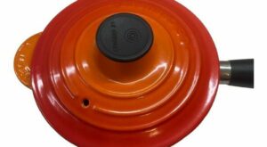 Le Creuset Enamel Cast Iron Saucepan Pot w/Lid 1 1/4 #16 orange flame France | Enameled cast iron, Le creuset, Creuset