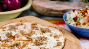 Crispy Tortilla Pizza and Savings Salad | Recipe | Food network recipes, Creamy chicken dish, Tortilla pizza