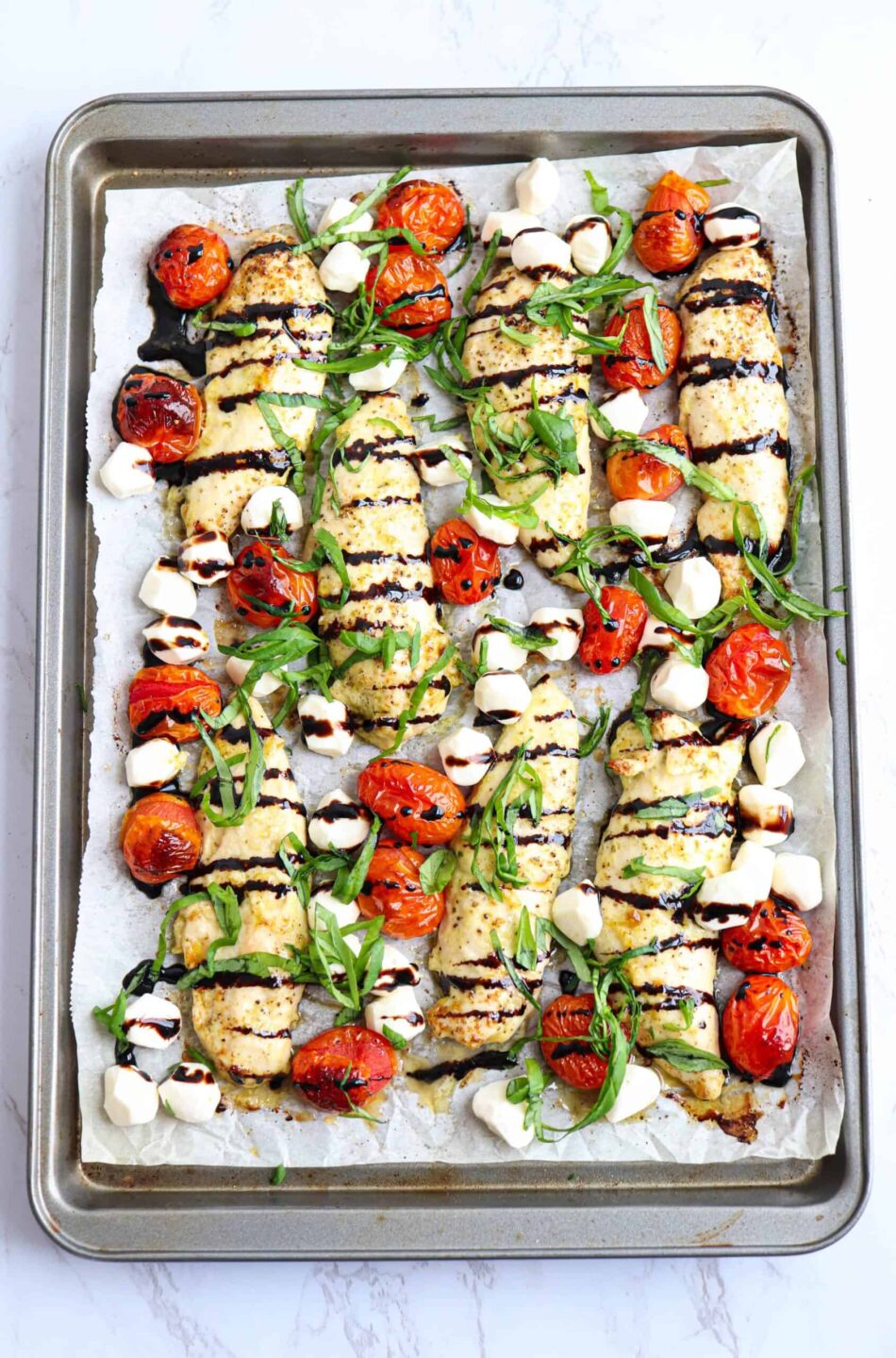 Chicken Caprese Sheet Pan – Quick & Easy – Wholly Tasteful
