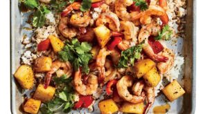 Sheet-Pan Shrimp, Pineapple & Peppers with Rice – EatingWell