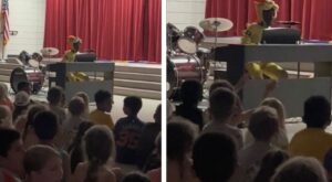 7-year-old sings ‘Peaches’ at talent show and the whole crowd joins in