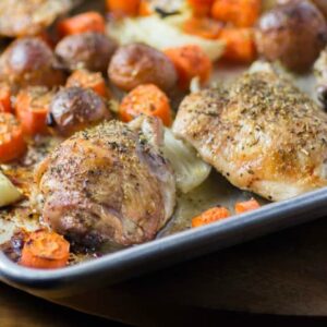 Roasted Sheet Pan Chicken Thighs are simple to make yet scrumptious