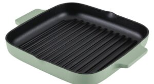 KitchenAid Enameled Cast Iron 11 in. Cast Iron Square Grill Pan, Pistachio 48692 – The Home Depot