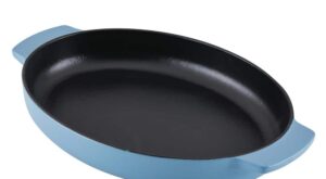 KitchenAid Enameled Cast Iron, 2.5 qz. Oval Cast Iron Au Gratin Roasting Pan, 2.5 qz., Blue Velvet 48689 – The Home Depot