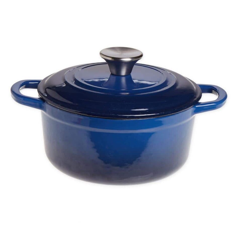 MARTHA STEWART 2 qt. Enameled Cast Iron Dutch Oven Set with lid in Blue 985119105M – The Home Depot