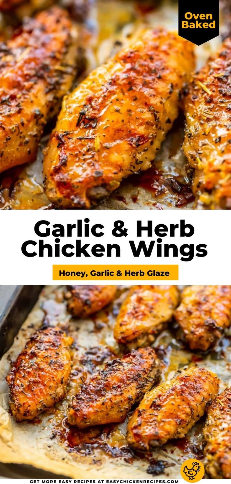Garlic and Herb Baked Chicken Wings – Easy Chicken Recipes (VIDEO!!) | Easy chicken wing recipes, Chicken wing recipes baked, Baked chicken wings