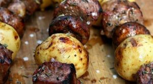 Grilled Steak, Potato & Mushroom Kabobs | Kabob recipes, Grilling recipes, Recipes