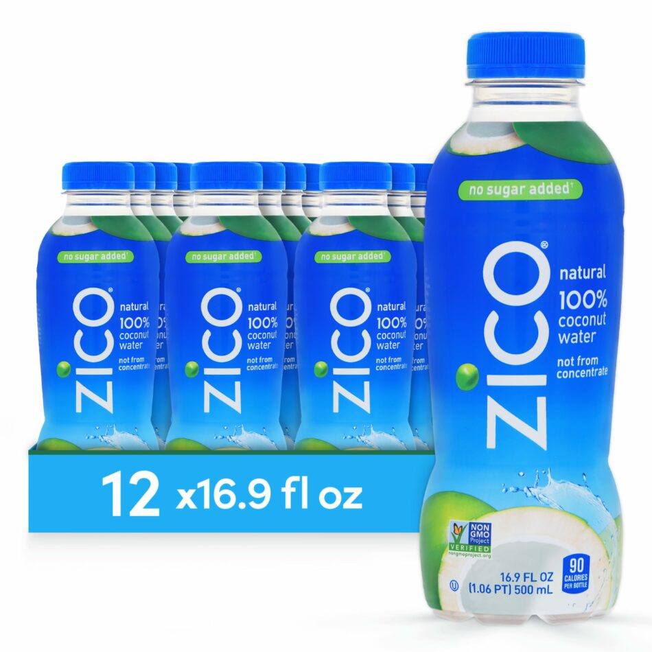 Zico 100% Coconut Water Drink – 12 Pack, Natural Flavored – No Sugar Added, Gluten-Free – 500ml / 16.9 Fl Oz  as low as .97 .96