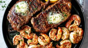 Surf and Turf Recipe: Garlic Butter Grilled Steak and Shrimp | Steak and shrimp, Grilled steak recipes, Good steak recipes