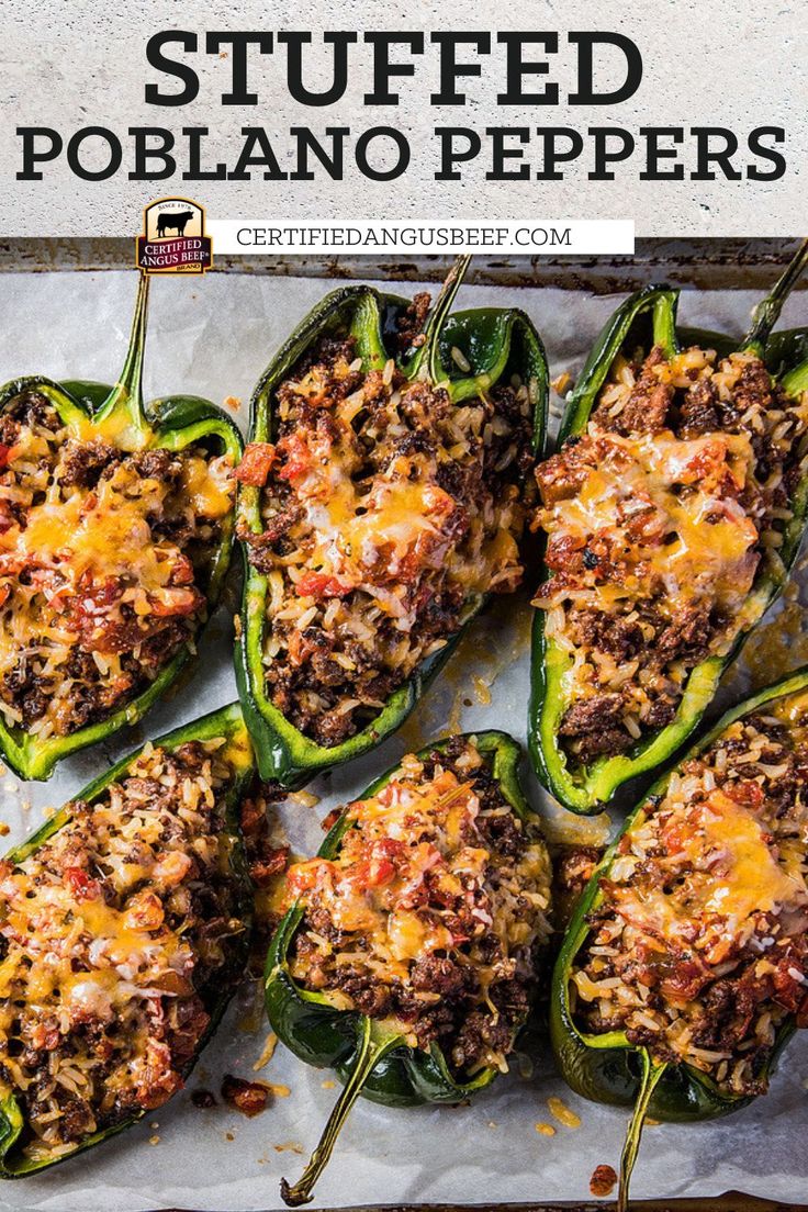Beef Stuffed Poblano Bake | Ground beef recipes easy, Stuffed peppers, Beef recipes
