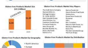 The Global Gluten-Free Products Market has witnessed remarkable growth, with a market value of USD 6.19 Bn in 2022 and a projected CAGR of 8.45 Percent from 2023 to 2029, reaching USD 11.10 Bn.