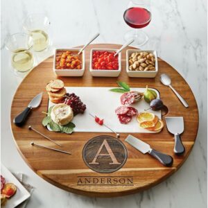 Marble and Solid Acacia Wood All-In-One Lazy Susan Cheese Board (14 Piece Set) – Wine Enthusiast