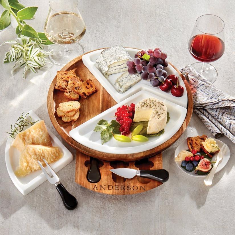 Marble and Acacia Wood Multi-Sectional Cheese Board & Knife Set – Wine Enthusiast