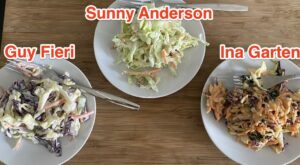 I tried 3 coleslaw recipes from Guy Fieri, Ina Garten, and Sunny Anderson, and the best one called for raisins and apples