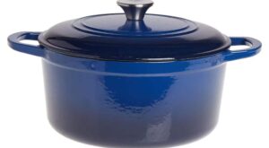 OUR TABLE 6 qt. Enameled Cast Iron Dutch Oven With Lid In Cobalt 985119943M – The Home Depot