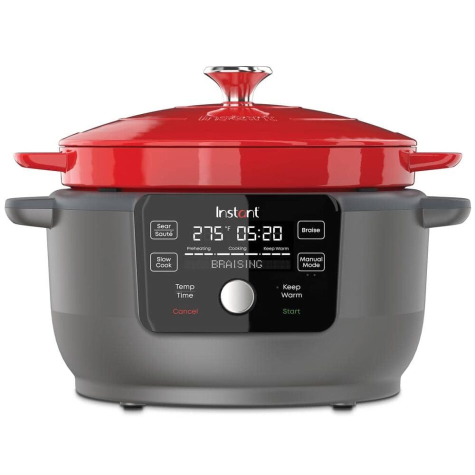 Reviews for INSTANT 6 qt. Red Enameled Cast Iron Precision Electric Dutch Oven Multi-Cooker with Lid | Pg 1 – The Home Depot