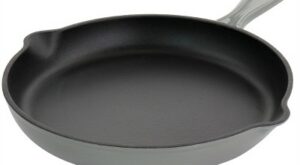 MegaChef Round 10.25 Inch Enameled Cast Iron Skillet in Gray