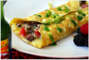 Easy Steak Omelette with Mushroom and Tomato #KingOfFlavor (ad)