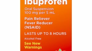 “Amazon Basic Care Children’s Ibuprofen Oral Suspension: Grape Flavor, Pain Relief for Kids 2-11, Lasts 8 Hours – Gluten Free”