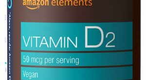 “Amazon Elements Vitamin D2 Supplement – Cultured Yeast Derived, Supports Strong Bones and Immune Health, Vegan and Gluten-Free”