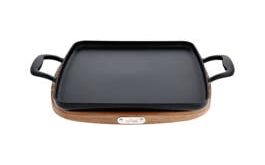Enameled Cast Iron, Griddle with Acacia Wood Trivet, 11 inch