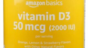 “Amazon Basics Vitamin D Gummies – Vegetarian and Gluten-Free, Orange, Lemon, and Strawberry Flavors”