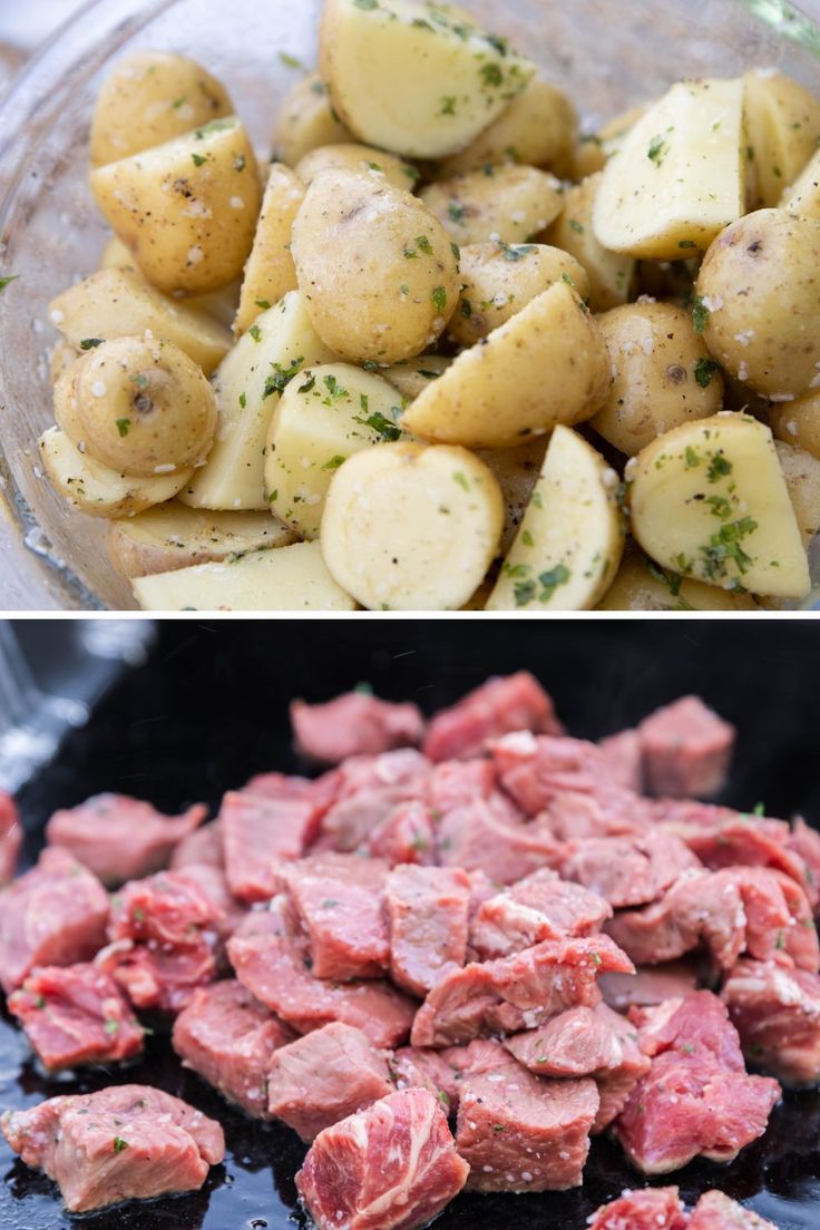Blackstone Steak Bites and Potatoes Recipe | Recipe | Easy steak recipes, Summer grilling recipes, Steak bites recipe