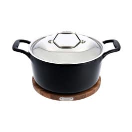 Enameled Cast Iron, Dutch Oven with Lid and Acacia Wood Trivet, 6 quart