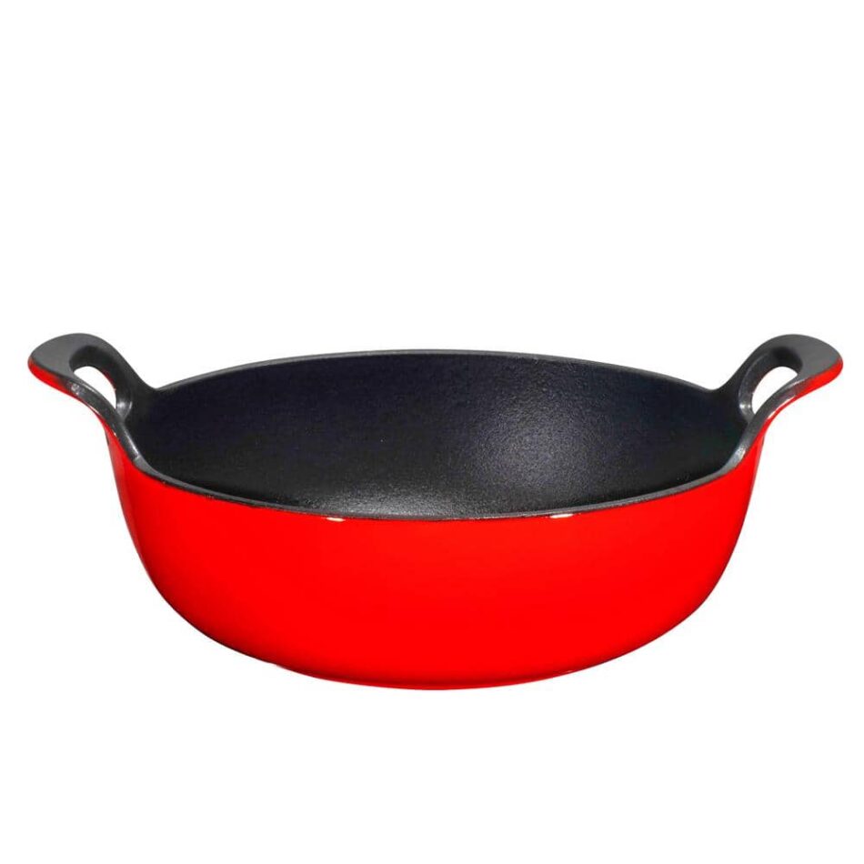 Bruntmor 3 qt. Enameled Cast Iron Balti Dish with Wide Loop Handles Fire Red, Small SC304-MF – The Home Depot