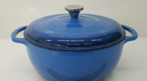 Buy Lodge 6 Quart Blue Enameled Cast Iron Dutch Oven Pot w/ Lid for USD 59.99 | GoodwillFinds