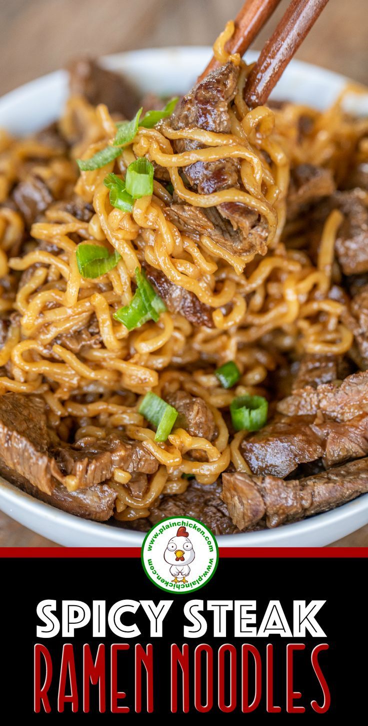 Spicy Steak Ramen Noodles | Noodle recipes easy, Steak dinner, Spicy steak