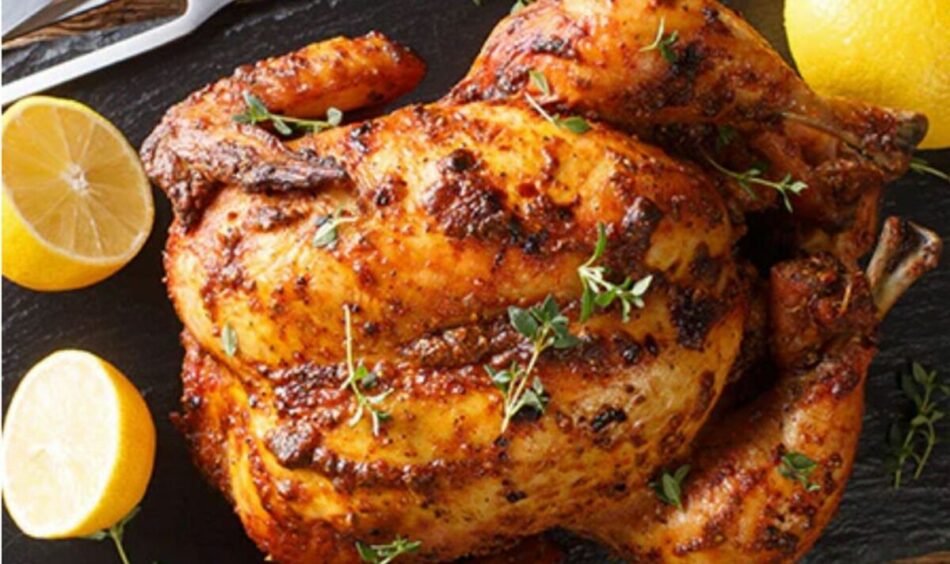 Air fryer recipe for citrus roast chicken takes 1 hour to cook
