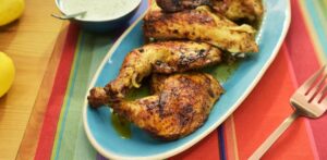 Peruvian-Style Spatchcock Chicken with Creamy Cilantro Sauce | Recipe | Spatchcock chicken, Cilantro sauce, Food network recipes
