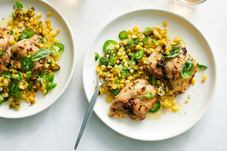 Sheet-Pan Chicken Thighs With Spicy Corn Recipe